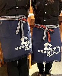 オリジナル前掛けの制作事例-居酒屋むげん様